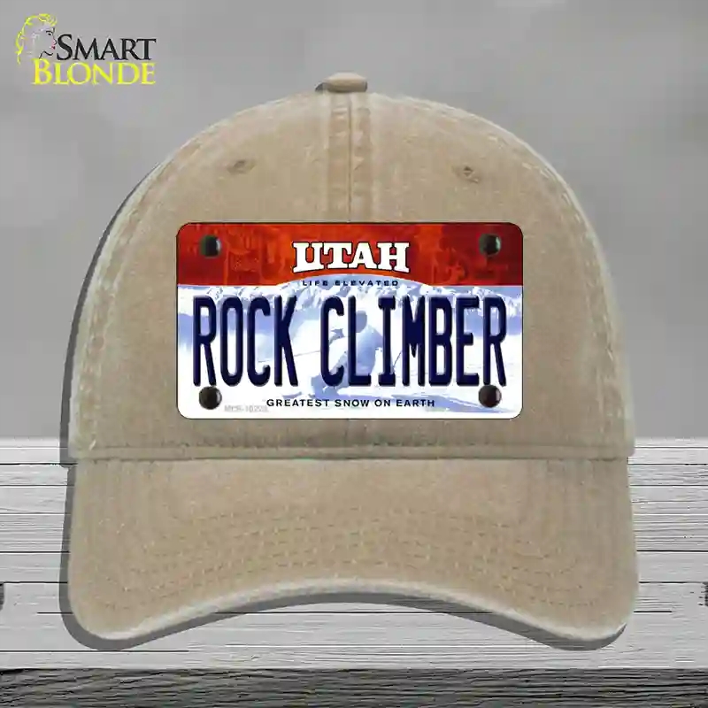 HAT09-MLP-10229 Rock Climber Utah Novelty License Plate Hat, Unconstructed Cotton - Khaki