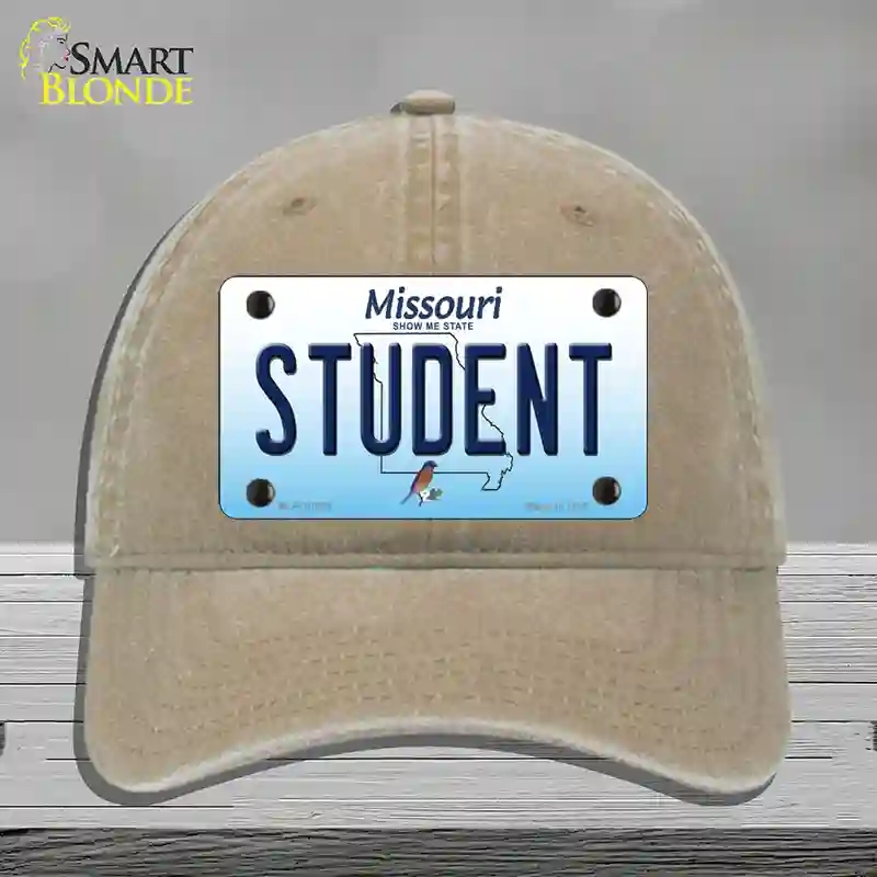 HAT09-MLP-10258 Student Missouri Novelty License Plate Hat, Unconstructed Cotton - Khaki