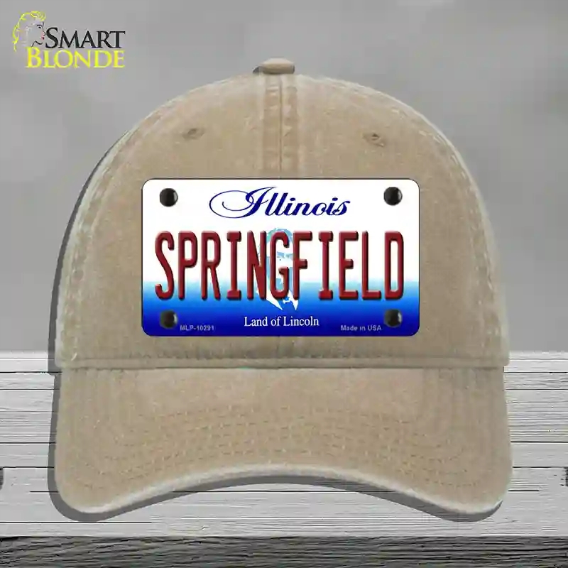 HAT09-MLP-10291 Springfield Illinois Novelty License Plate Hat, Unconstructed Cotton - Khaki