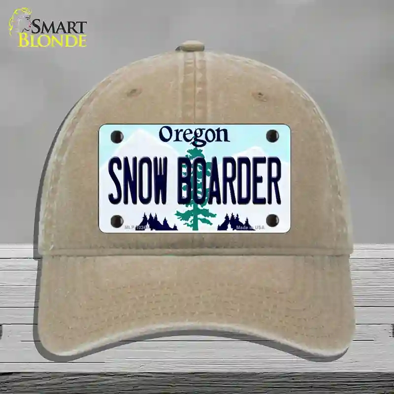 HAT09-MLP-10365 Snow Boarder Oregon Novelty License Plate Hat, Unconstructed Cotton - Khaki