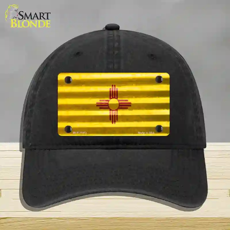 HAT07-MLP-11972   Mexico Corrugated Flag Novelty License Plate Hat, Unconstructed Cotton - Black