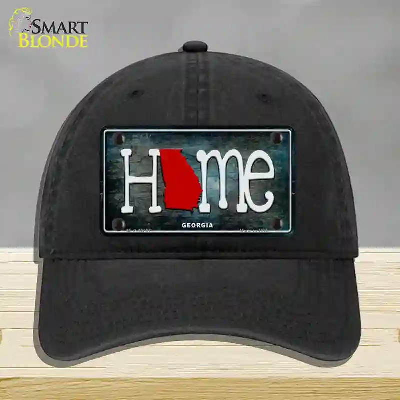 HAT07-MLP-12001 Georgia Home State Outline Novelty License Plate Hat, Unconstructed Cotton - Black