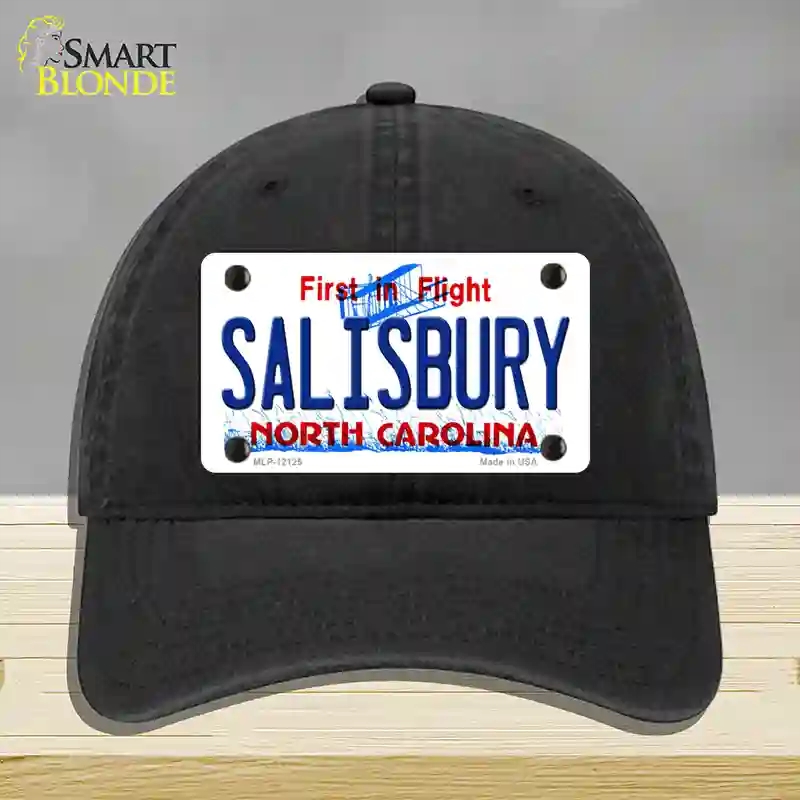 HAT07-MLP-12125 Salisbury North Carolina State Novelty License Plate Hat, Unconstructed Cotton - Black