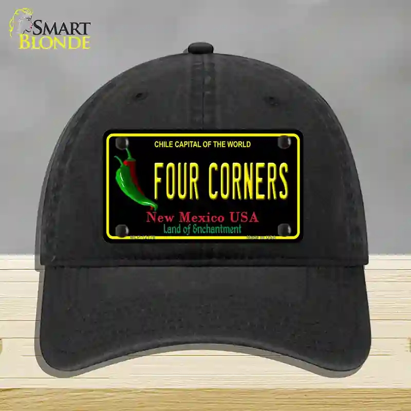 HAT07-MLP-12178 Four Corners   Mexico Black Novelty License Plate Hat, Unconstructed Cotton - Black
