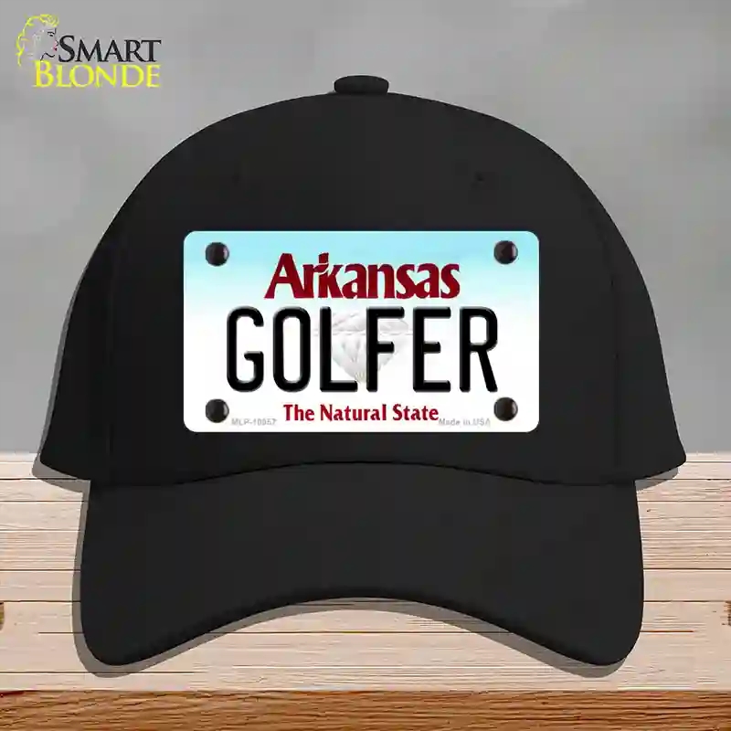 HAT03-MLP-10057 Golfer Arkansas Novelty License Plate Hat, Cotton - Black