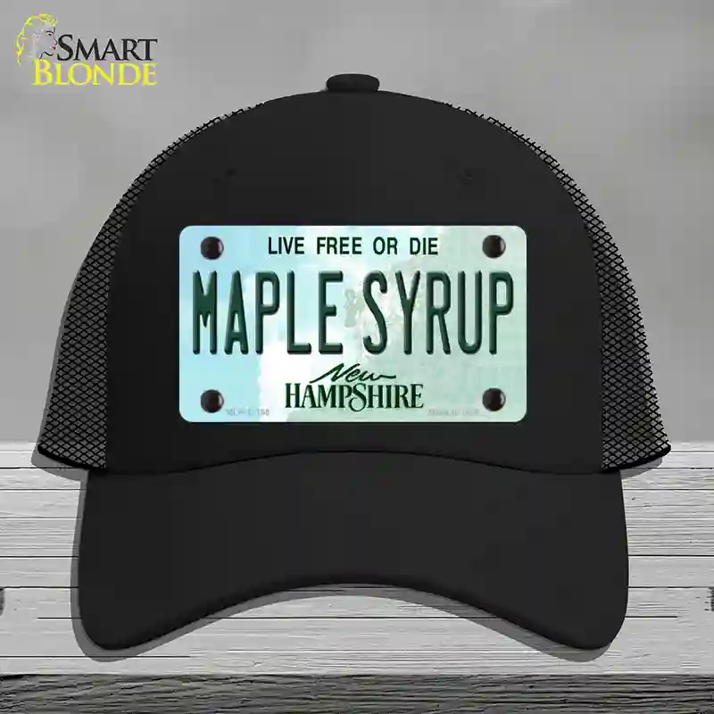 HAT01-MLP-12165 Maple Syrup   Hampshire Novelty License Plate Hat, Mesh - Black
