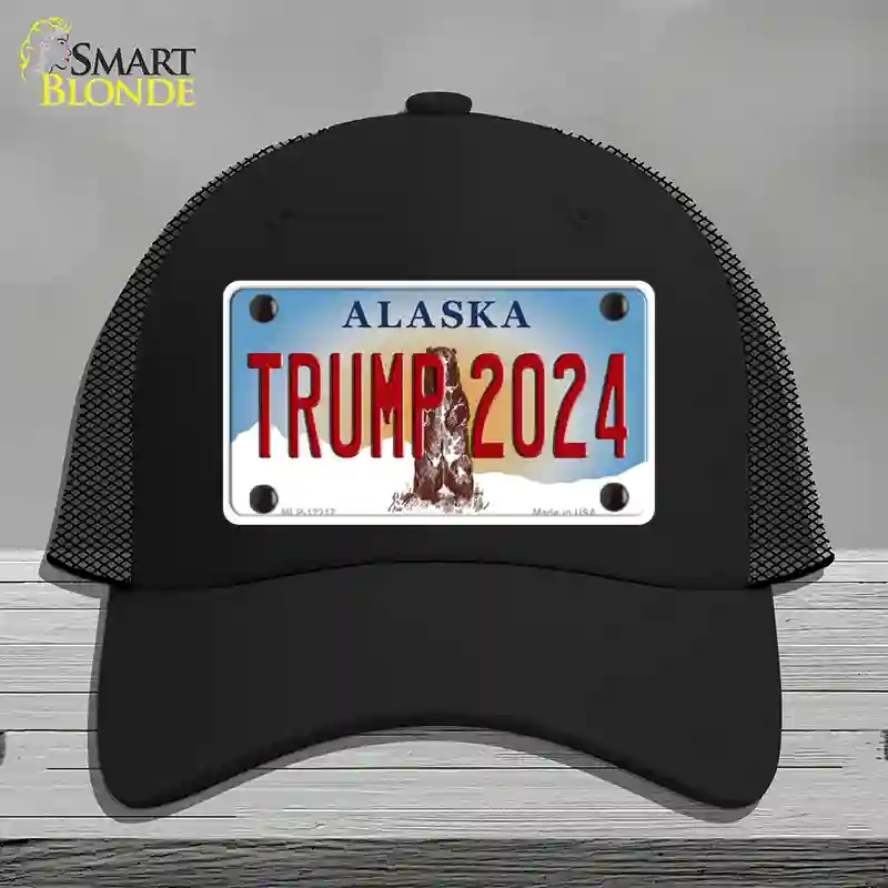 HAT01-MLP-12217 Trump 2024 Alaska Novelty License Plate Hat, Mesh - Black