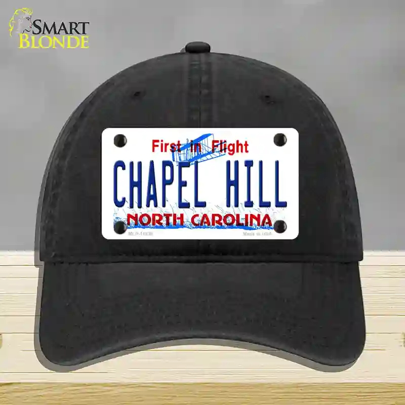 HAT07-MLP-11838 Chapel Hill North Carolina Novelty License Plate Hat, Unconstructed Cotton - Black