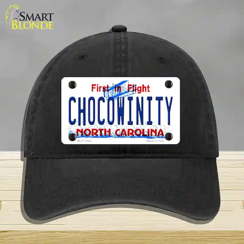HAT07-MLP-11854 Chocowinity North Carolina Novelty License Plate Hat, Unconstructed Cotton - Black
