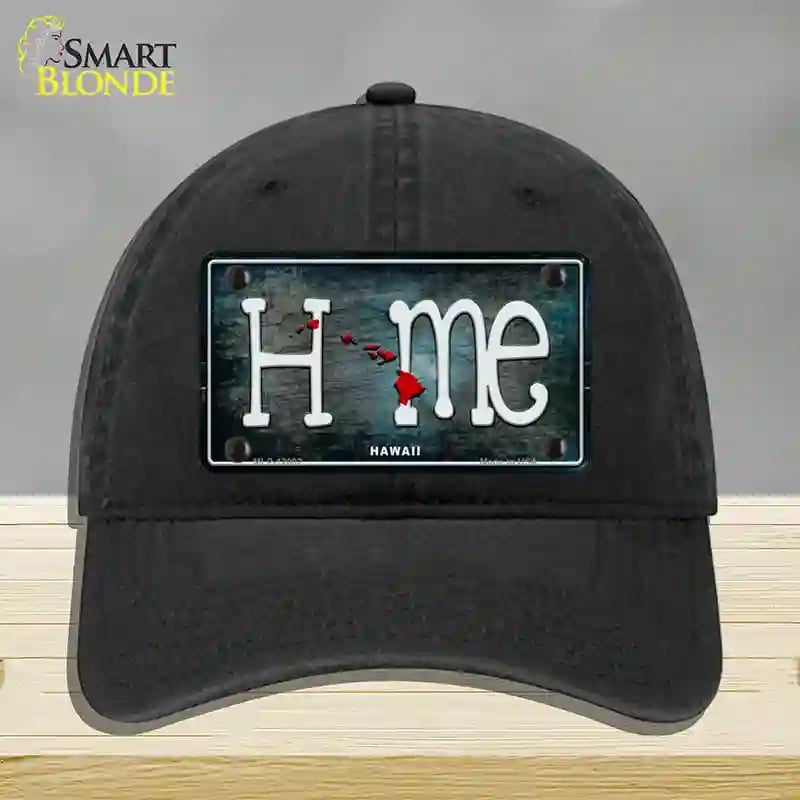 HAT07-MLP-12002 Hawaii Home State Outline Novelty License Plate Hat, Unconstructed Cotton - Black