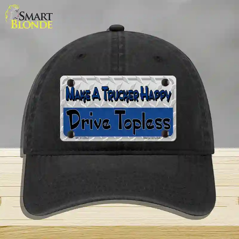 HAT07-MLP-1203 Make a Mesh Happy Novelty License Plate Hat, Unconstructed Cotton - Black