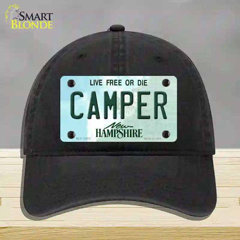 HAT07-MLP-12073 Camper   Hampshire State Novelty License Plate Hat, Unconstructed Cotton - Black