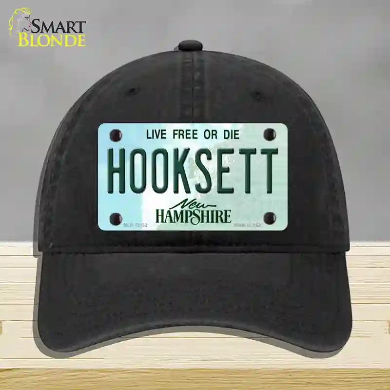 HAT07-MLP-12132 Hooksett   Hampshire Novelty License Plate Hat, Unconstructed Cotton - Black