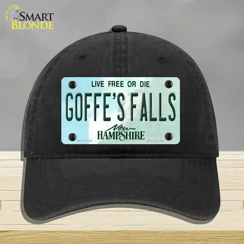 HAT07-MLP-12166 Goffes Falls   Hampshire Novelty License Plate Hat, Unconstructed Cotton - Black