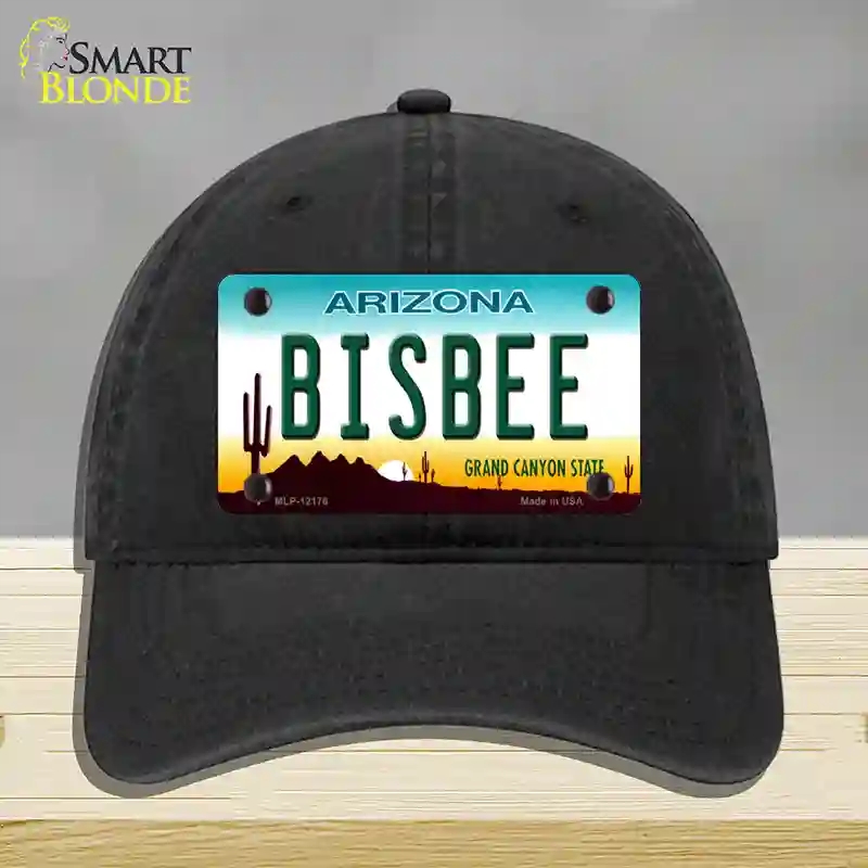 HAT07-MLP-12176 Bisbee Arizona Novelty License Plate Hat, Unconstructed Cotton - Black