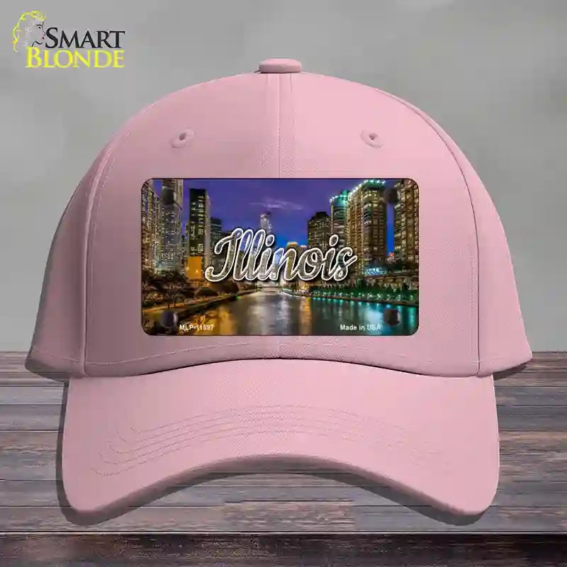 HAT05-MLP-11597 Illinois River City Lights State Novelty License Plate Hat, Cotton - Pink