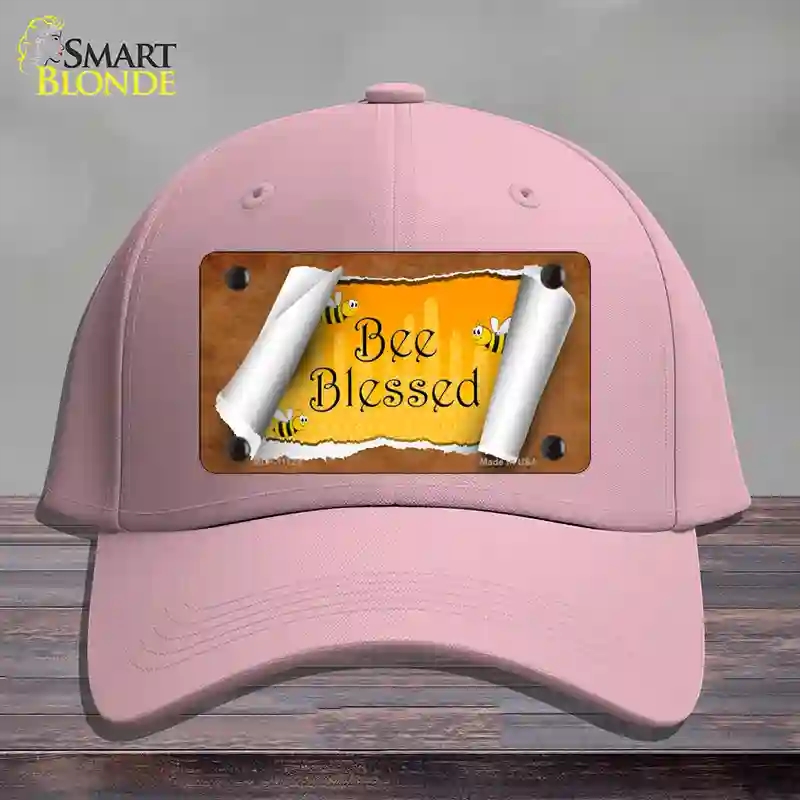 HAT05-MLP-11724 Bee Blessed Scroll Novelty License Plate Hat, Cotton - Pink
