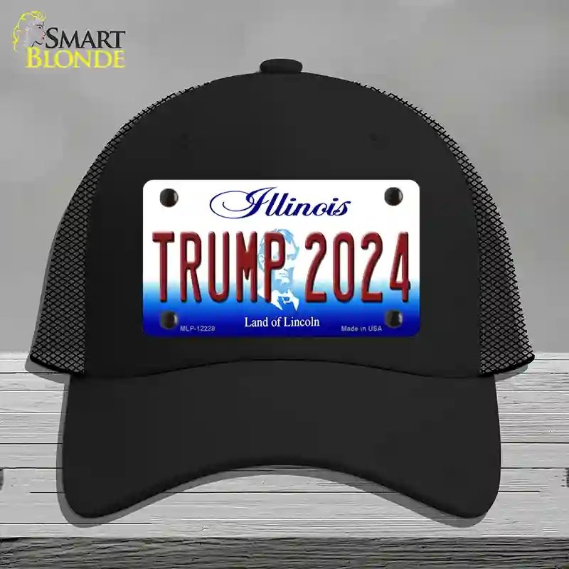 HAT01-MLP-12228 Trump 2024 Illinois Novelty License Plate Hat, Mesh - Black