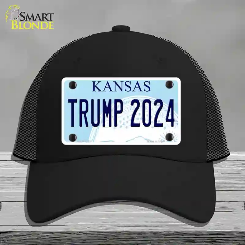HAT01-MLP-12231 Trump 2024 Kansas Novelty License Plate Hat, Mesh - Black