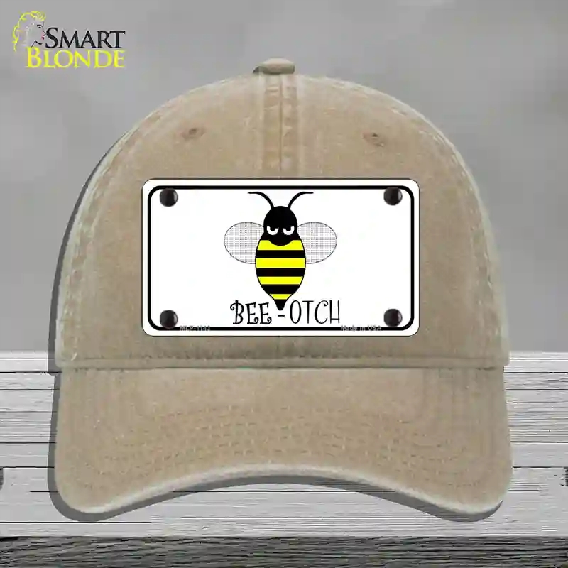 HAT09-MLP-1143 Bee-otch Novelty License Plate Hat, Unconstructed Cotton - Khaki