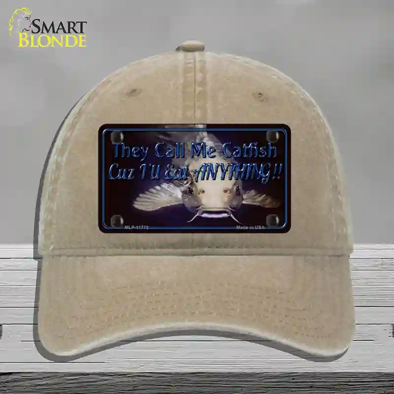 HAT09-MLP-11772 They Call Me Catfish Novelty License Plate Hat, Unconstructed Cotton - Khaki