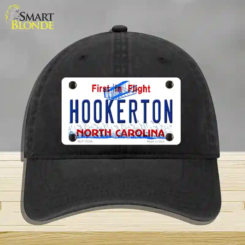 HAT07-MLP-12299 North Carolina Hookerton Novelty License Plate Hat, Unconstructed Cotton - Black
