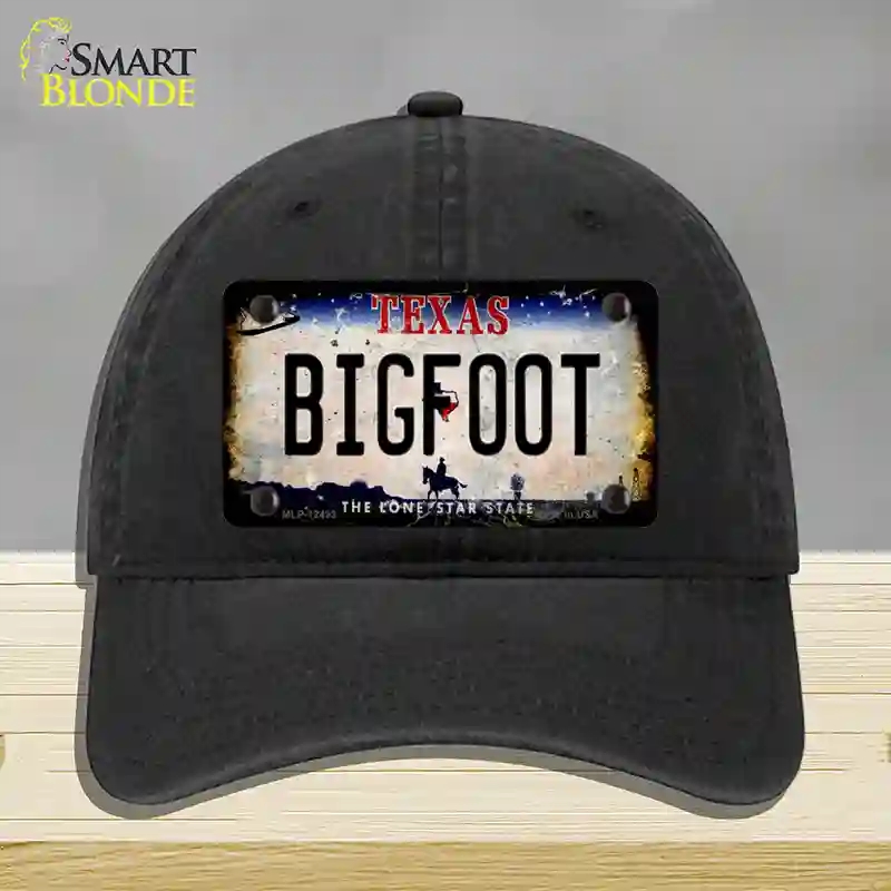 HAT07-MLP-12493 Bigfoot Texas Novelty License Plate Hat, Unconstructed Cotton - Black