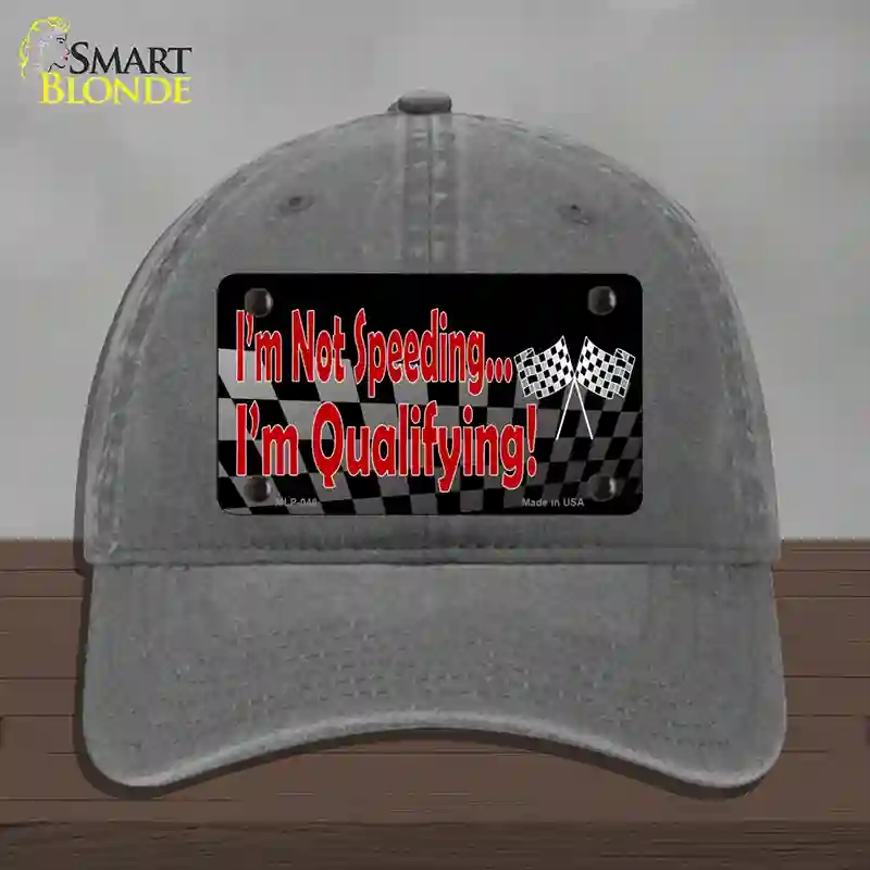 HAT08-MLP-048 Im Qualifying Novelty License Plate Hat, Unconstructed Cotton - Charcoal