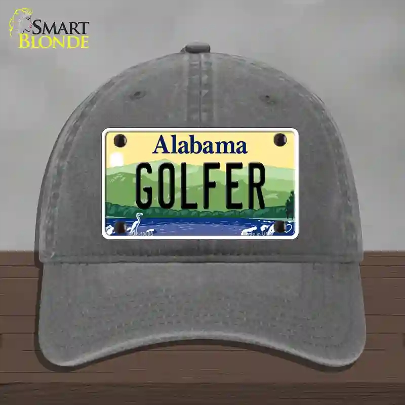 HAT08-MLP-10008 Golfer Alabama Novelty License Plate Hat, Unconstructed Cotton - Charcoal
