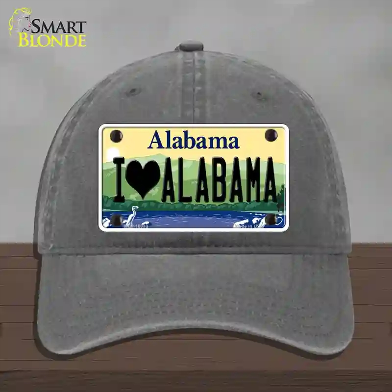 HAT08-MLP-10013 I Love Alabama Novelty License Plate Hat, Unconstructed Cotton - Charcoal
