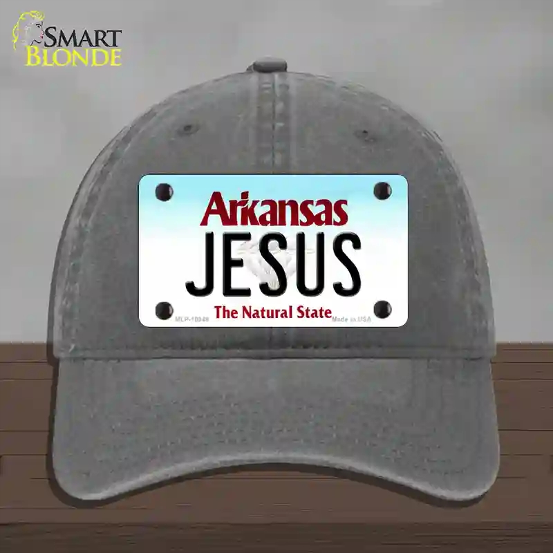 HAT08-MLP-10048 Jesus Arkansas Novelty License Plate Hat, Unconstructed Cotton - Charcoal