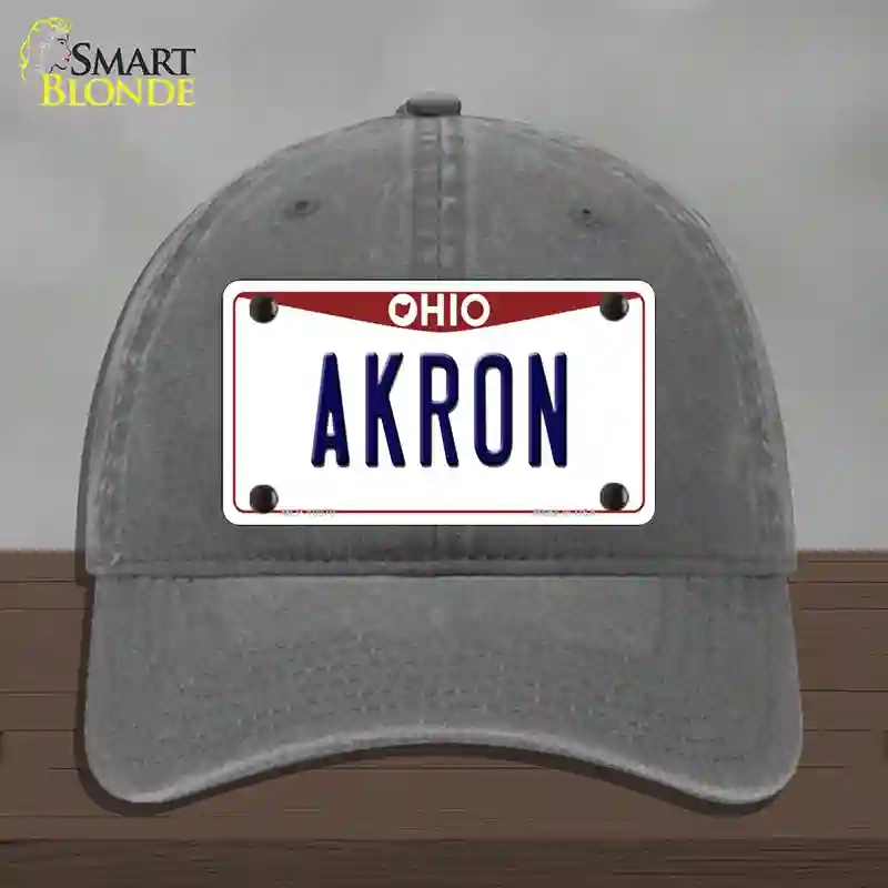 HAT08-MLP-10070 Akron Ohio Novelty License Plate Hat, Unconstructed Cotton - Charcoal