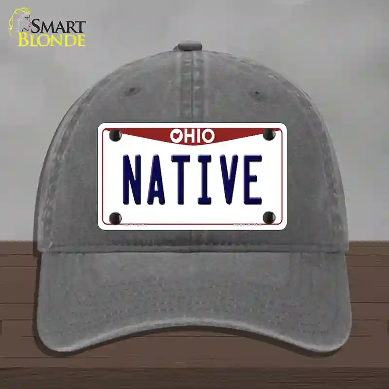 HAT08-MLP-10092 Native Ohio Novelty License Plate Hat, Unconstructed Cotton - Charcoal