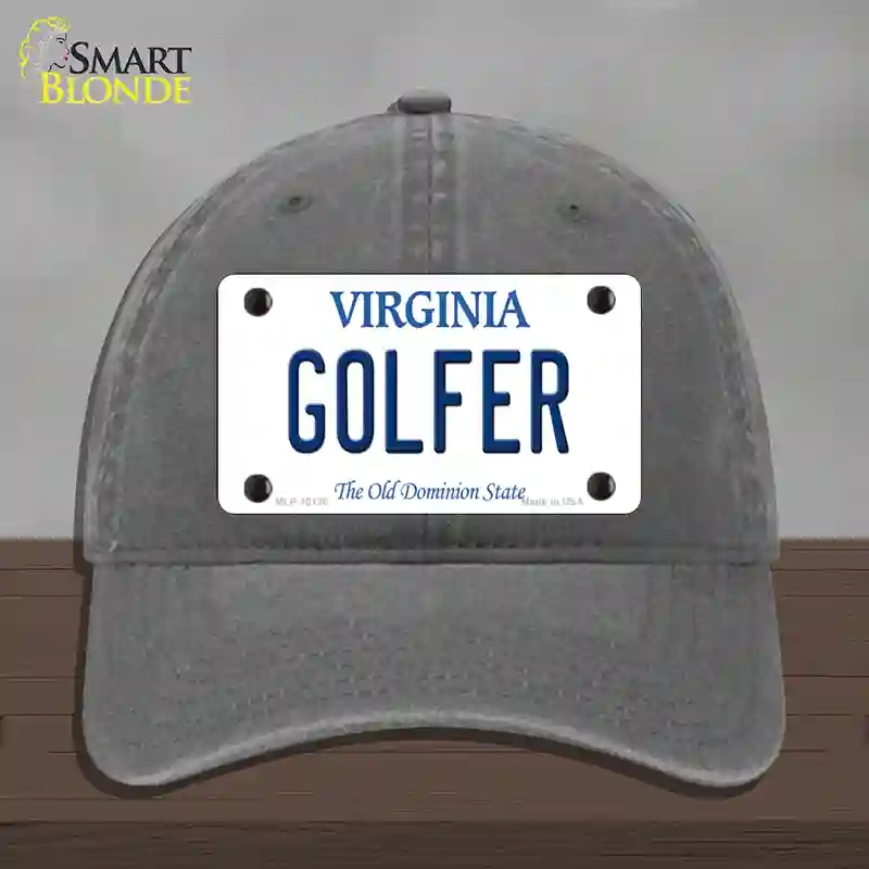 HAT08-MLP-10138 Golfer Virginia Novelty License Plate Hat, Unconstructed Cotton - Charcoal