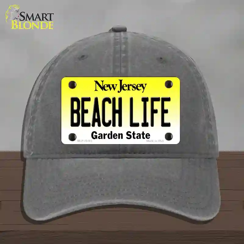 HAT08-MLP-10183 Beach Life   Jersey Novelty License Plate Hat, Unconstructed Cotton - Charcoal