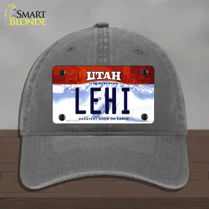 HAT08-MLP-10192 Lehi Utah Novelty License Plate Hat, Unconstructed Cotton - Charcoal