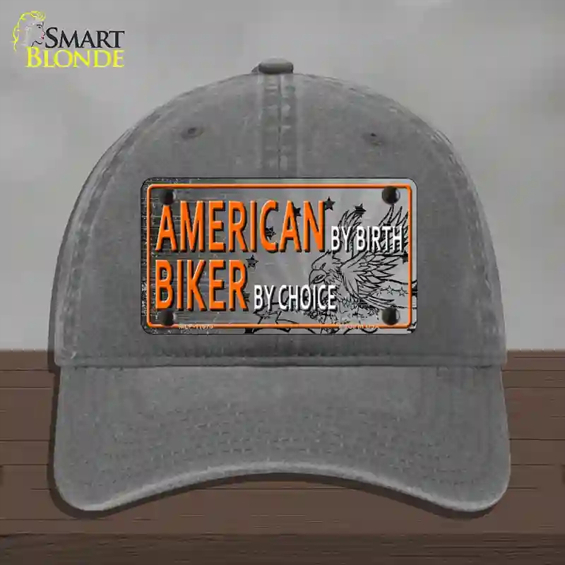 HAT08-MLP-11673 American Biker Novelty License Plate Hat, Unconstructed Cotton - Charcoal