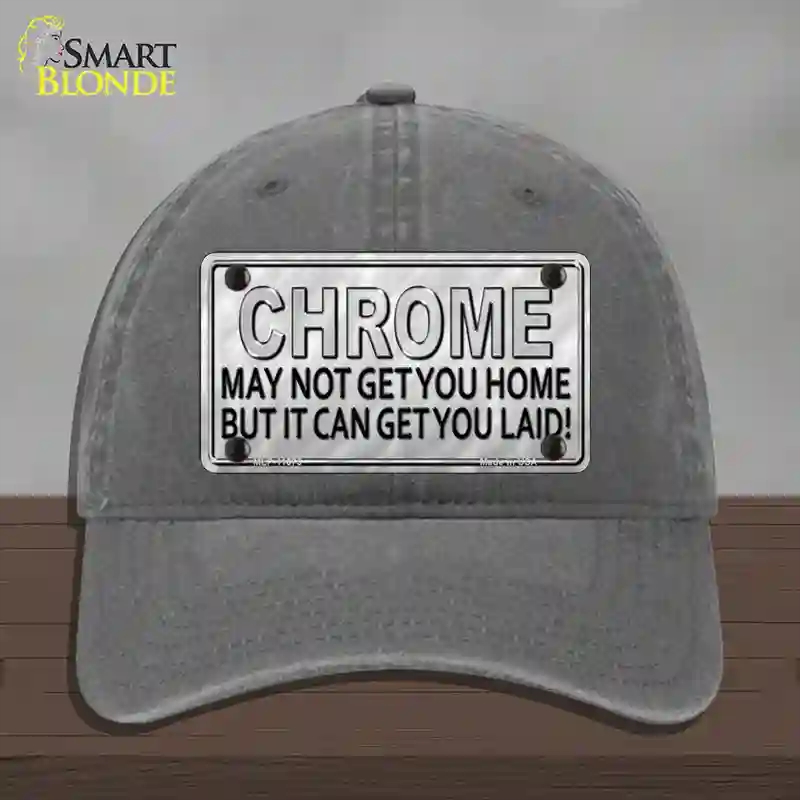 HAT08-MLP-11675 Chrome May Not Get You Home Novelty License Plate Hat, Unconstructed Cotton - Charcoal