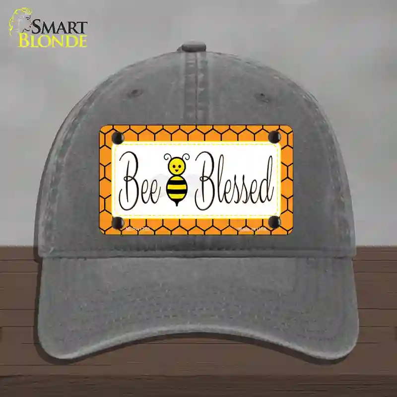 HAT08-MLP-11723 Bee Blessed Simple Novelty License Plate Hat, Unconstructed Cotton - Charcoal