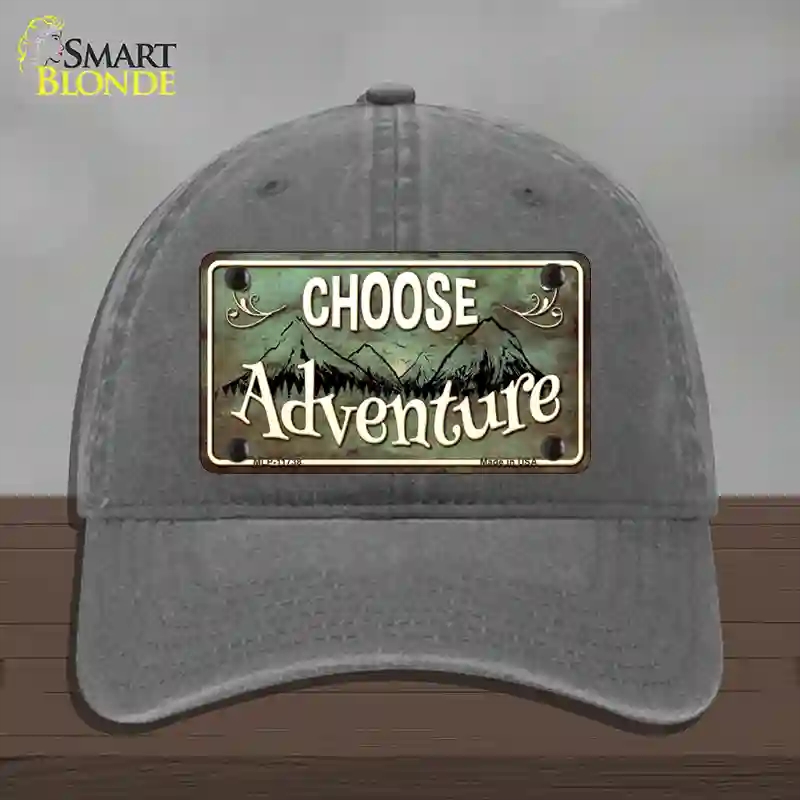 HAT08-MLP-11738 Choose Adventure Novelty License Plate Hat, Unconstructed Cotton - Charcoal
