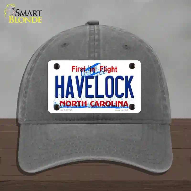 HAT08-MLP-11750 Havelock North Carolina State Novelty License Plate Hat, Unconstructed Cotton - Charcoal
