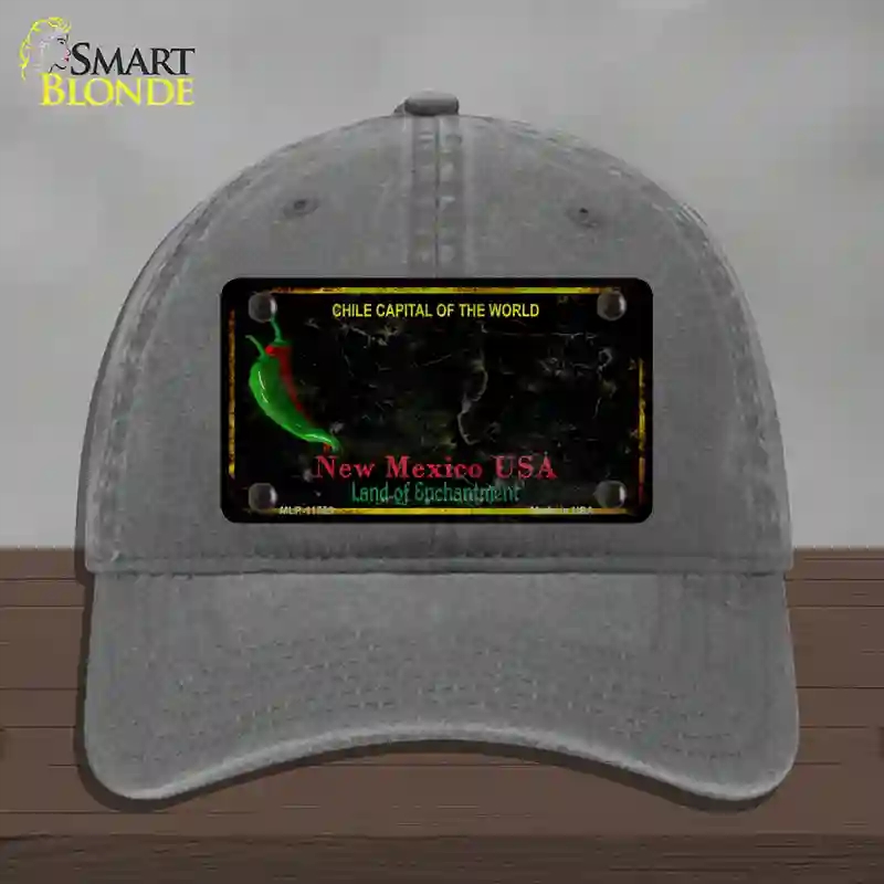 HAT08-MLP-11755   Mexico Black Blank Rusty State Novelty License Plate Hat, Unconstructed Cotton - Charcoal