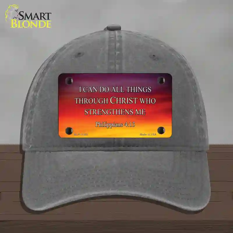 HAT08-MLP-11885 Philippians 4 13 Novelty License Plate Hat, Unconstructed Cotton - Charcoal