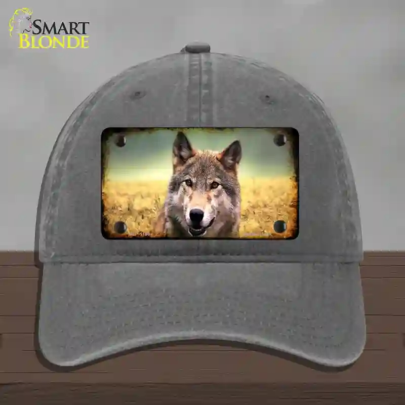 HAT08-MLP-1189 Wolf Novelty License Plate Hat, Unconstructed Cotton - Charcoal
