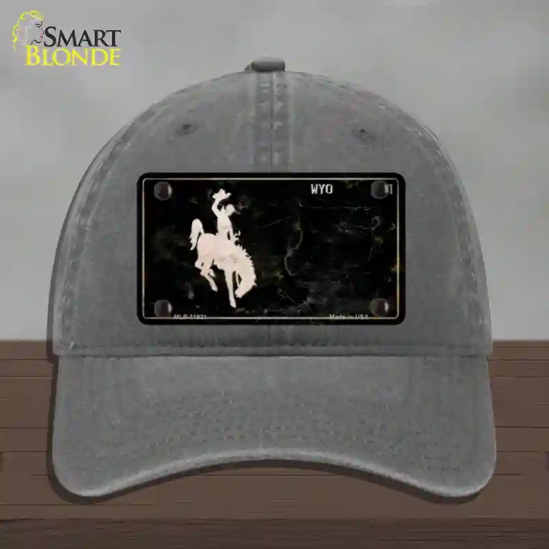 HAT08-MLP-11931 Wyoming Black Rusty Novelty License Plate Hat, Unconstructed Cotton - Charcoal