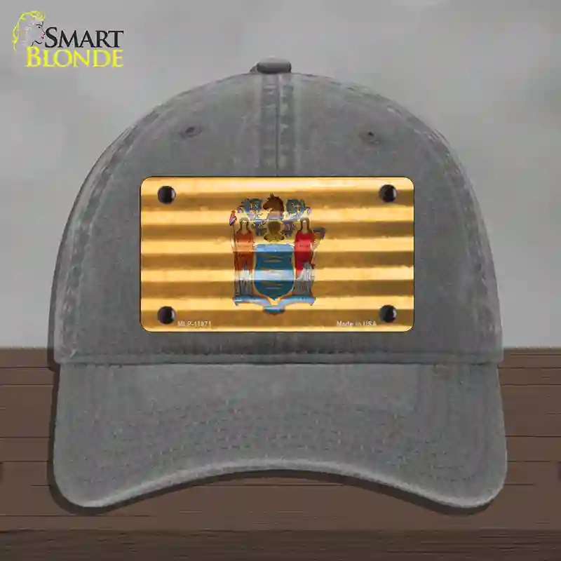 HAT08-MLP-11971   Jersey Corrugated Flag Novelty License Plate Hat, Unconstructed Cotton - Charcoal