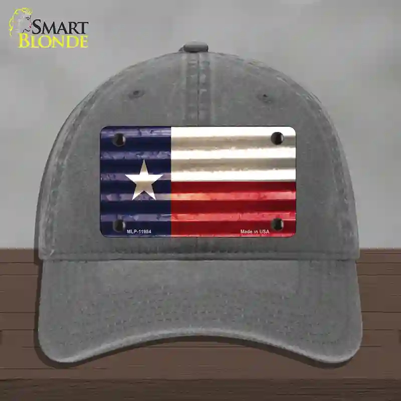 HAT08-MLP-11984 Texas Corrugated Flag Novelty License Plate Hat, Unconstructed Cotton - Charcoal