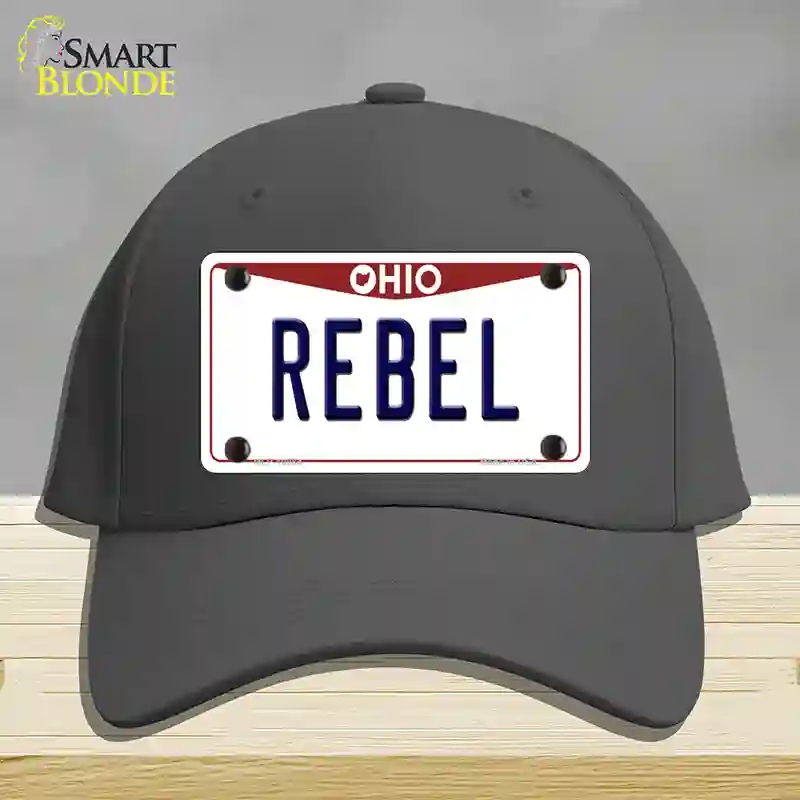 HAT04-MLP-10084 Rebel Ohio Novelty License Plate Hat, Cotton - Charcoal