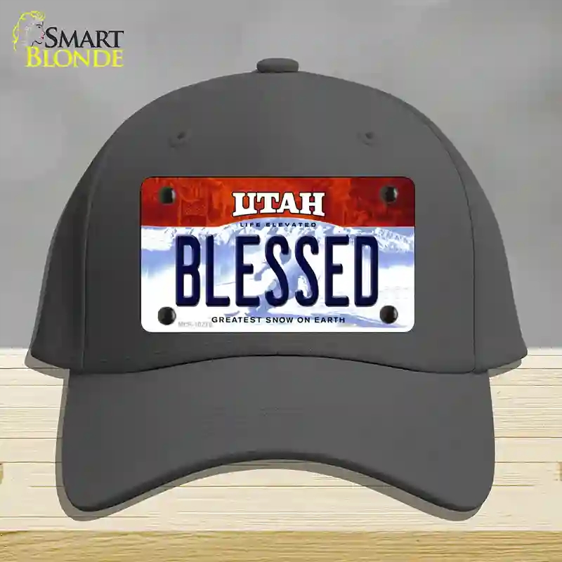 HAT04-MLP-10219 Blessed Utah Novelty License Plate Hat, Cotton - Charcoal