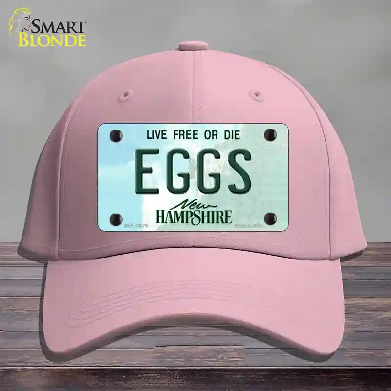 HAT05-MLP-12075 Eggs   Hampshire State Novelty License Plate Hat, Cotton - Pink